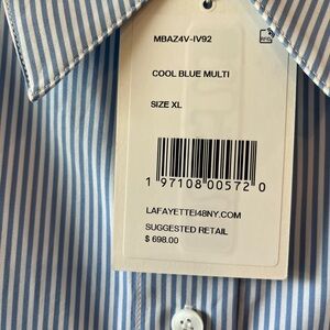 Lafayette 148 New York Blue Striped Button Down Shirt